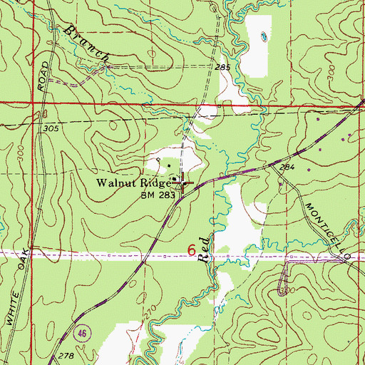 Topographic Map of Walnut Ridge, AR