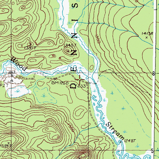 Topographic Map of North Branch Wood Stream, ME