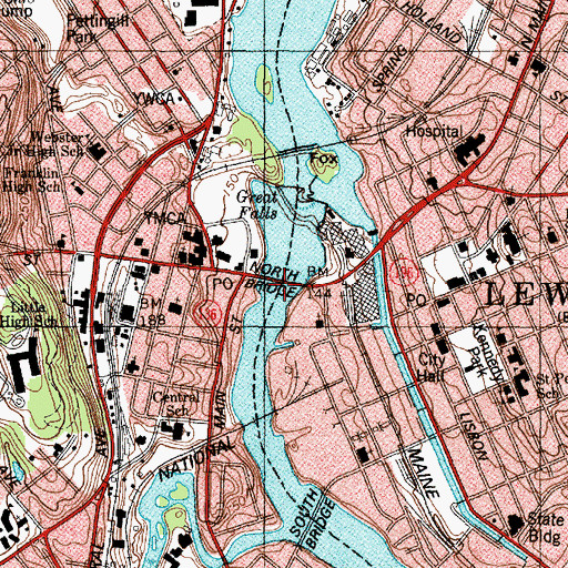 Topographic Map of North Bridge, ME