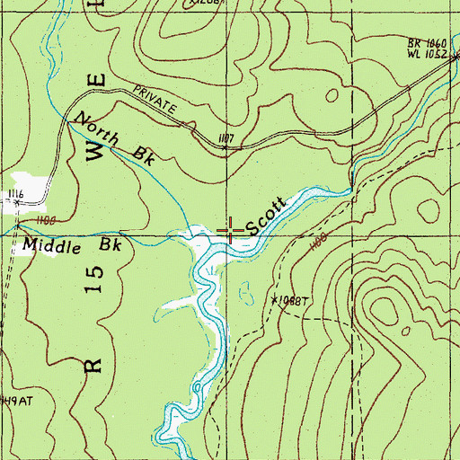 Topographic Map of North Brook, ME