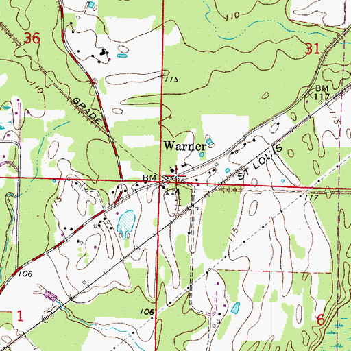 Topographic Map of Warner, AR