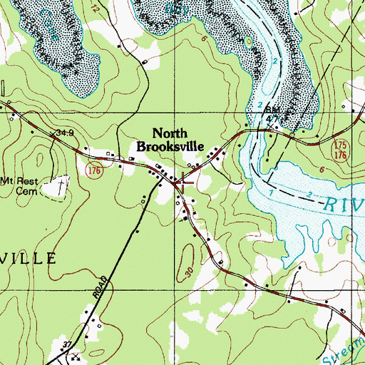 Topographic Map of North Brooksville, ME