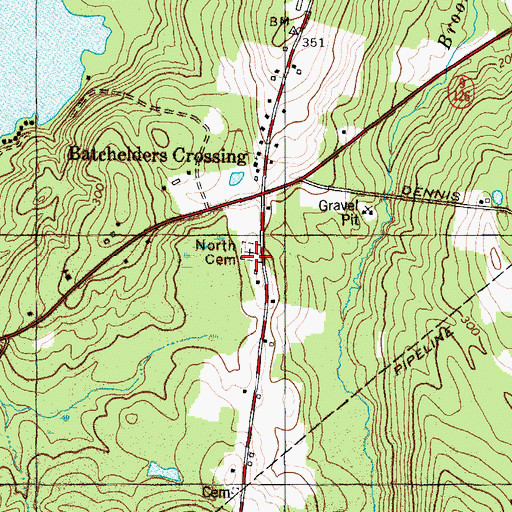 Topographic Map of North Cemetery, ME