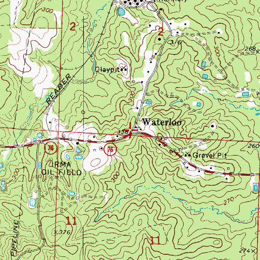 Topographic Map of Waterloo, AR