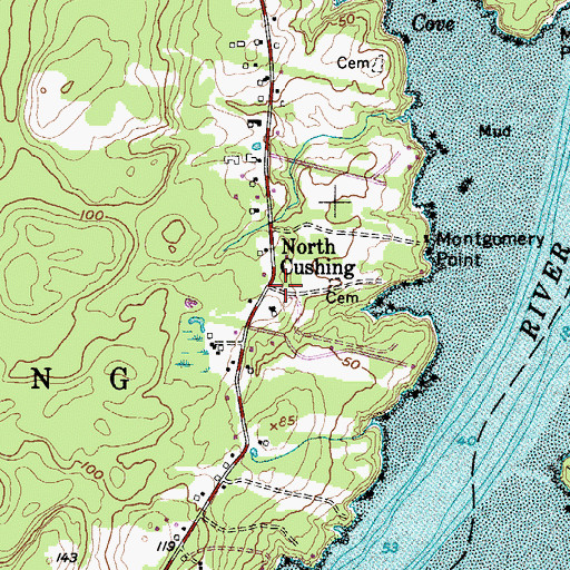 Topographic Map of North Cushing, ME