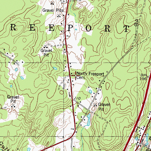 Topographic Map of North Freeport Cemetery, ME