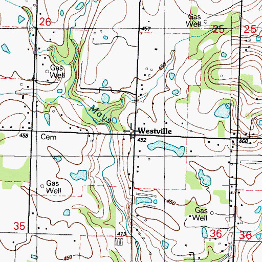 Topographic Map of Westville, AR