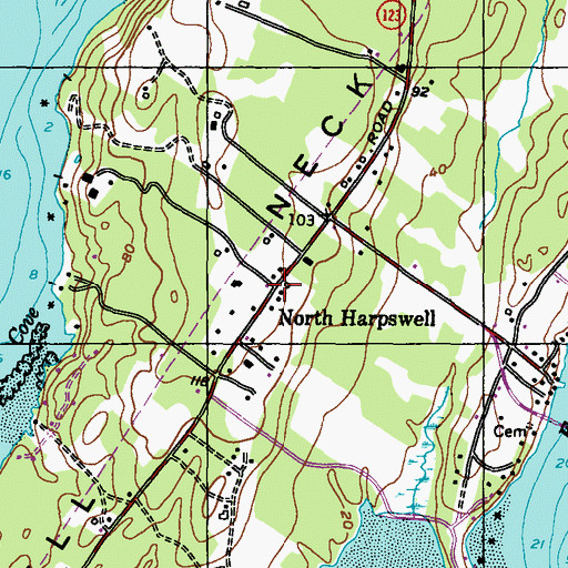 Topographic Map of North Harpswell, ME