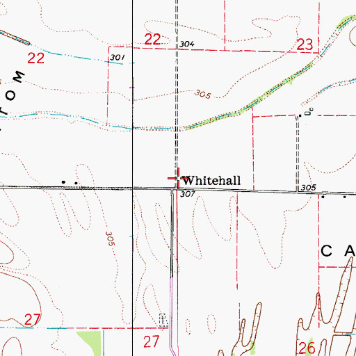 Topographic Map of Whitehall, AR
