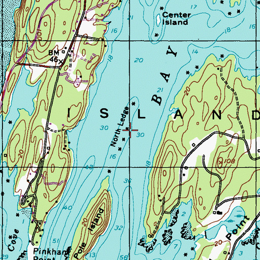 Topographic Map of North Ledge, ME