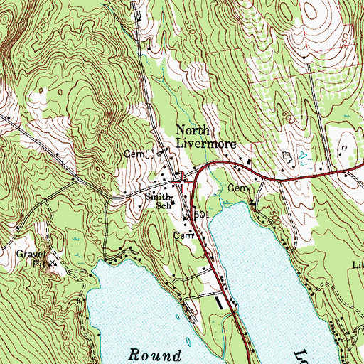 Topographic Map of North Livermore, ME