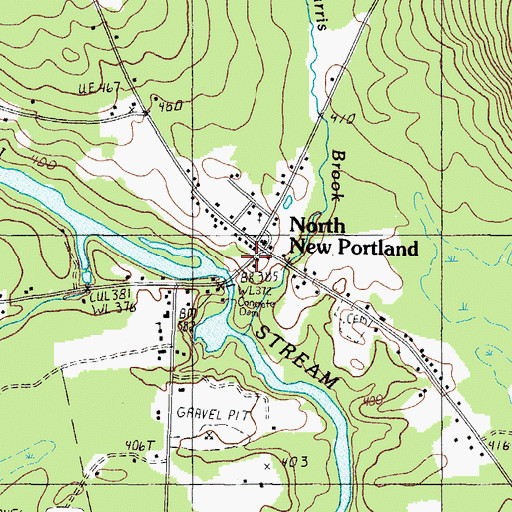 Topographic Map of North New Portland, ME