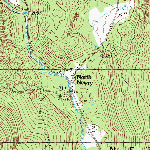 Topographic Map of North Newry, ME