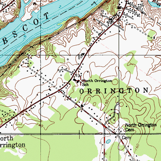 Topographic Map of North Orrington School, ME