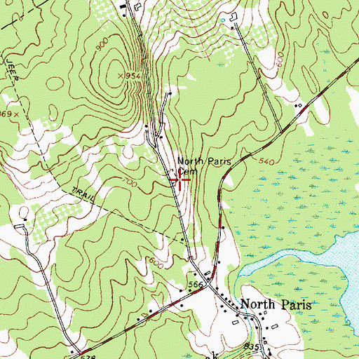 Topographic Map of North Paris Cemetery, ME
