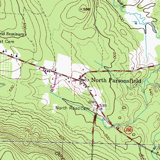 Topographic Map of North Parsonsfield, ME