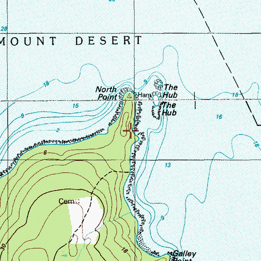 Topographic Map of North Point, ME
