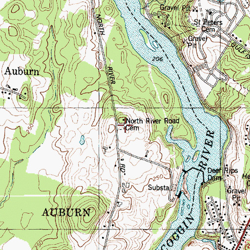 Topographic Map of North River Road Cemetery, ME