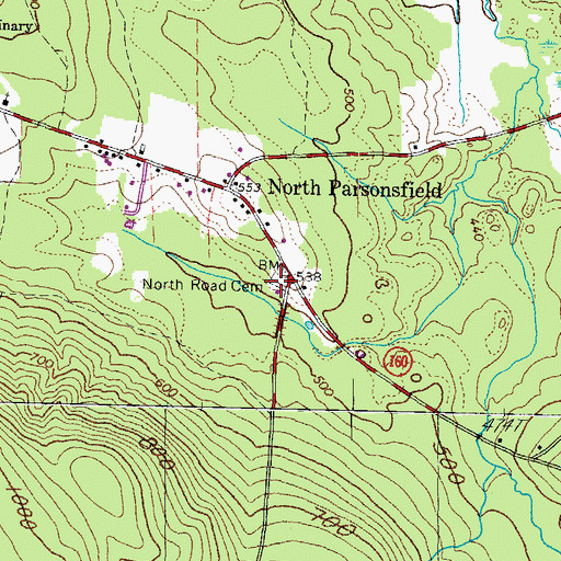 Topographic Map of North Road Cemetery, ME