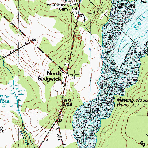 Topographic Map of North Sedgwick, ME