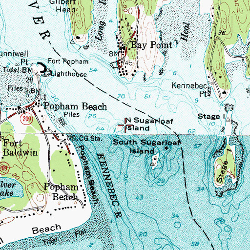 Topographic Map of North Sugarloaf Island, ME