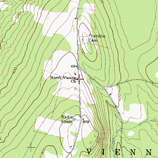 Topographic Map of North Vienna Church, ME