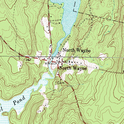 Topographic Map of North Wayne, ME