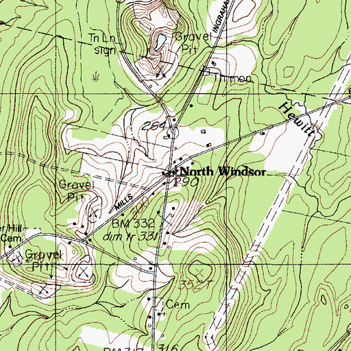Topographic Map of North Windsor, ME