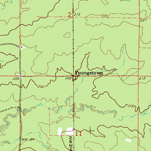 Topographic Map of Youngstown, AR
