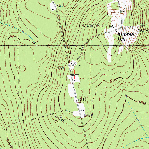 Topographic Map of North Woodville School, ME