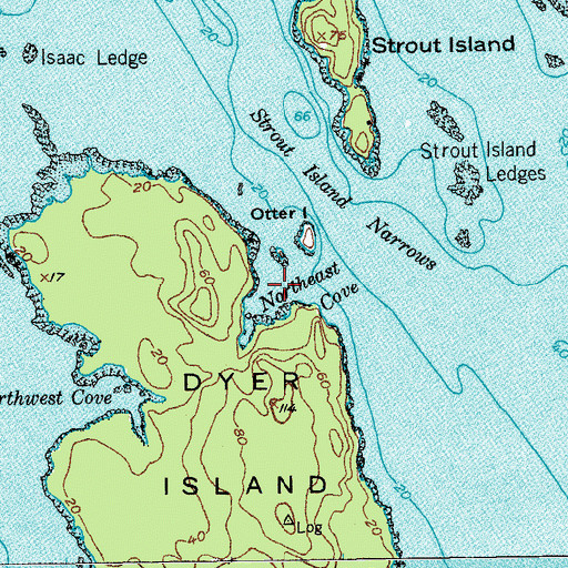 Topographic Map of Northeast Cove, ME