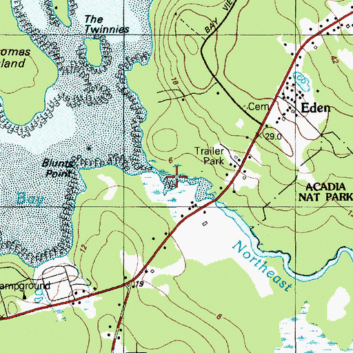 Topographic Map of Northeast Creek, ME