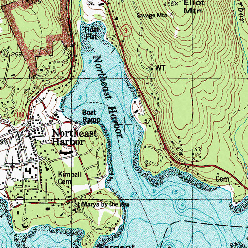 Topographic Map of Northeast Harbor, ME