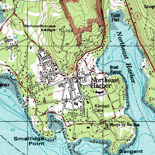 Topographic Map of Northeast Harbor, ME