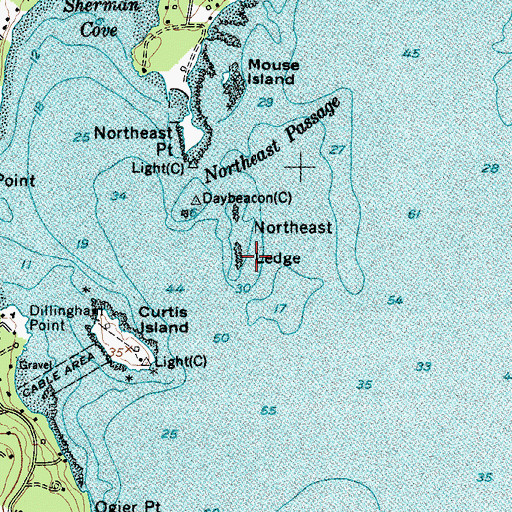 Topographic Map of Northeast Ledge, ME
