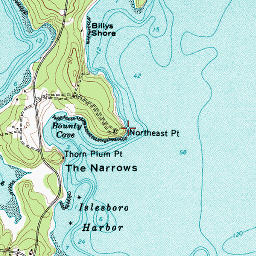 Topographic Map of Northeast Point, ME