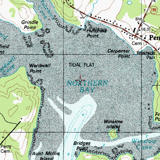 Topographic Map of Northern Bay, ME