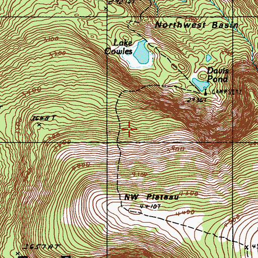 Topographic Map of Northwest Basin Trail, ME