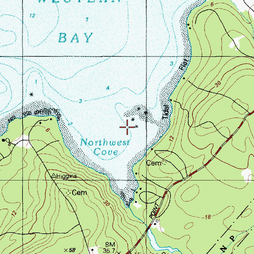 Topographic Map of Northwest Cove, ME