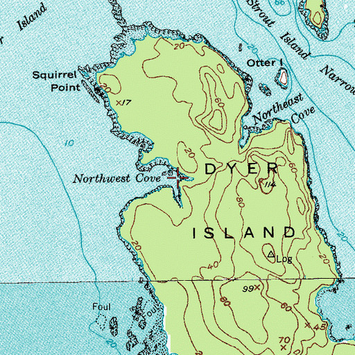Topographic Map of Northwest Cove, ME