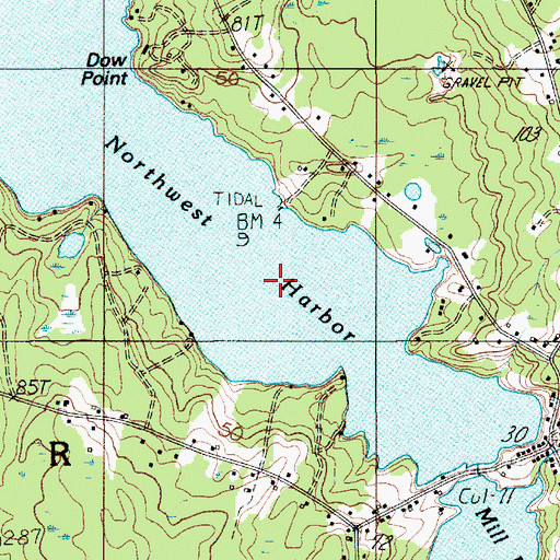 Topographic Map of Northwest Harbor, ME