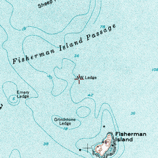 Topographic Map of Northwest Ledge, ME