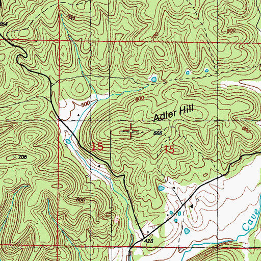 Topographic Map of Adler Hill, AR