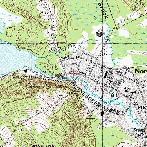 Topographic Map of Norway, ME
