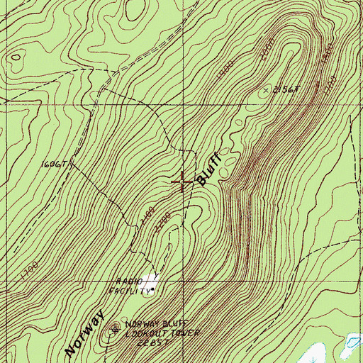 Topographic Map of Norway Bluff, ME