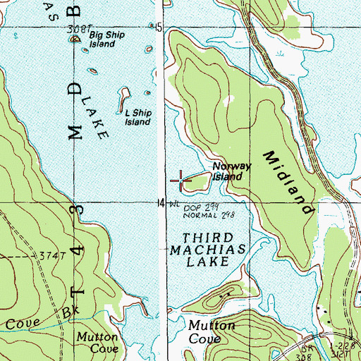 Topographic Map of Norway Island, ME