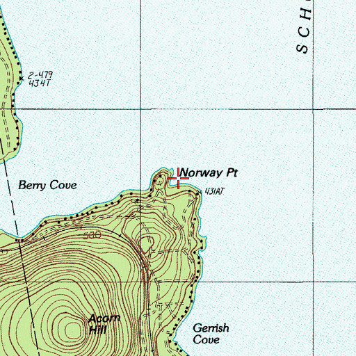 Topographic Map of Norway Point, ME