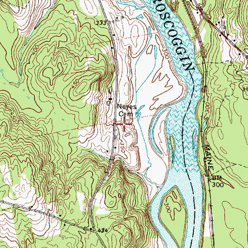 Topographic Map of Noyes Cemetery, ME