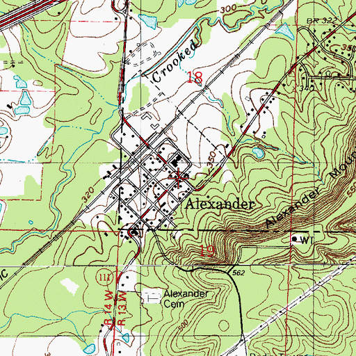 Topographic Map of Alexander, AR