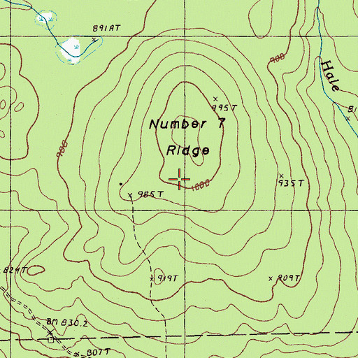 Topographic Map of Number Seven Ridge, ME